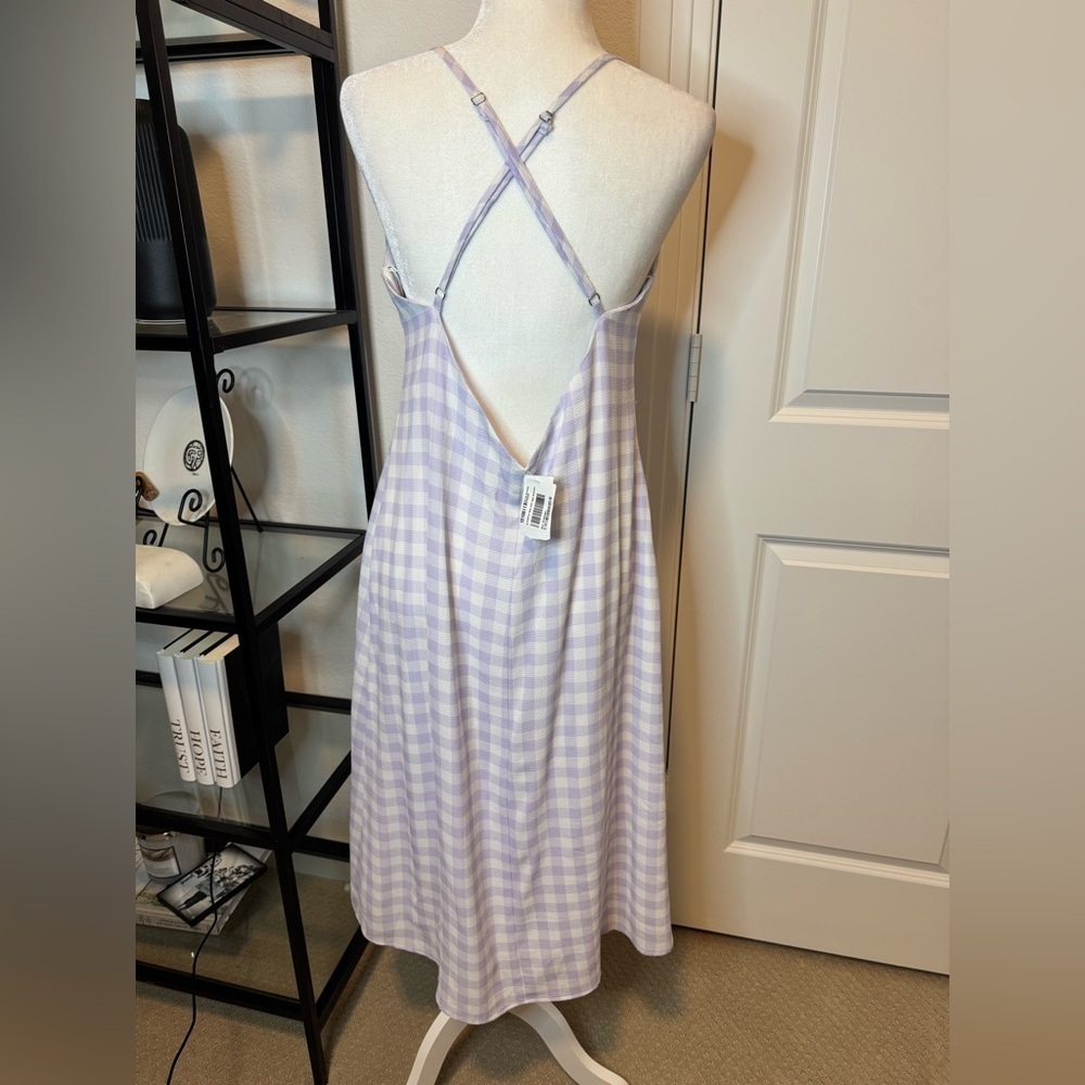 NWT Charlie Holiday Check Print Midi Slip Dress Lilac Size 8 - Picture 5 of 7